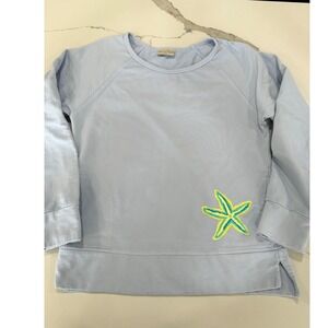 iCantoo Women Blue Starfish Embroidered‎ Cotton Sweatshirt Raglan Small USA